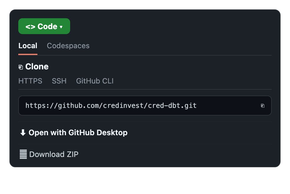 GitHub Code button showing the Open with GitHub Desktop option
